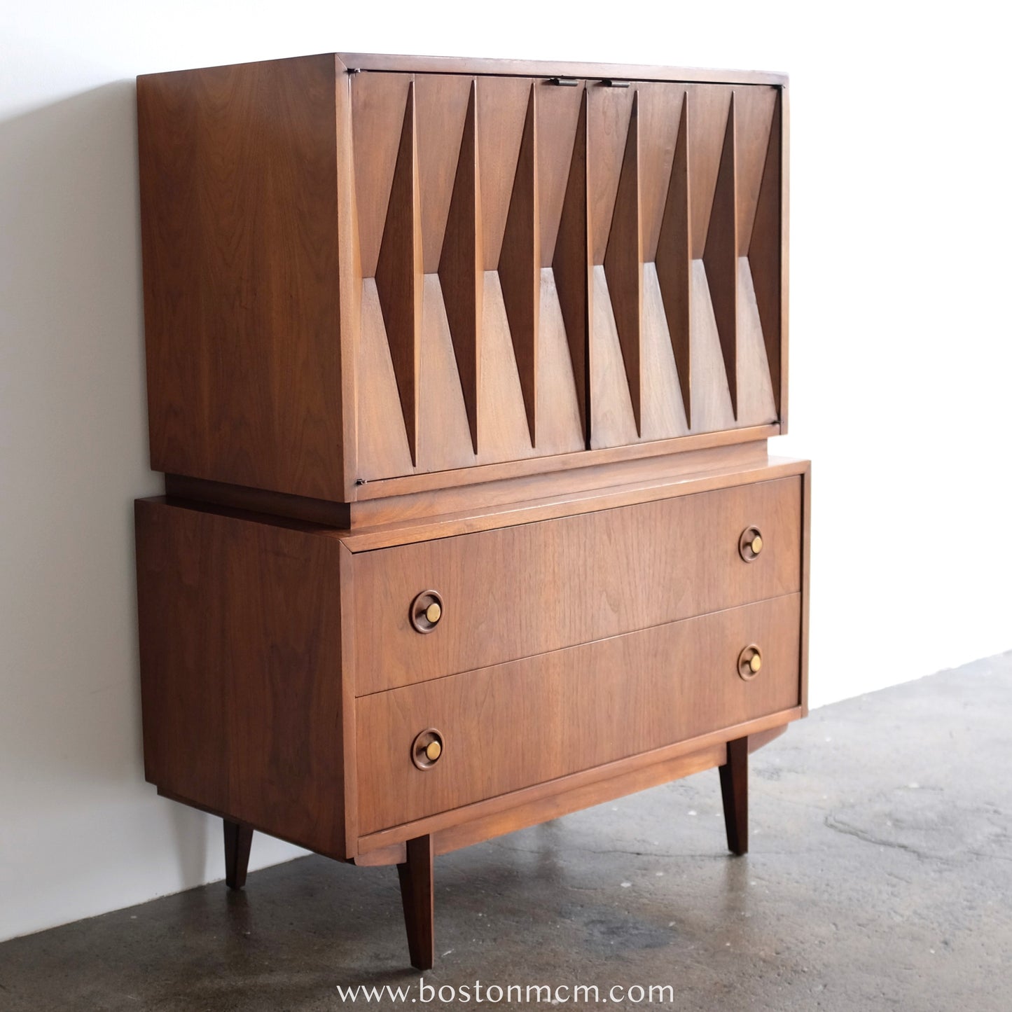 American of Martinsville "Harlequin" Walnut Tall Dresser / Gentleman's Chest