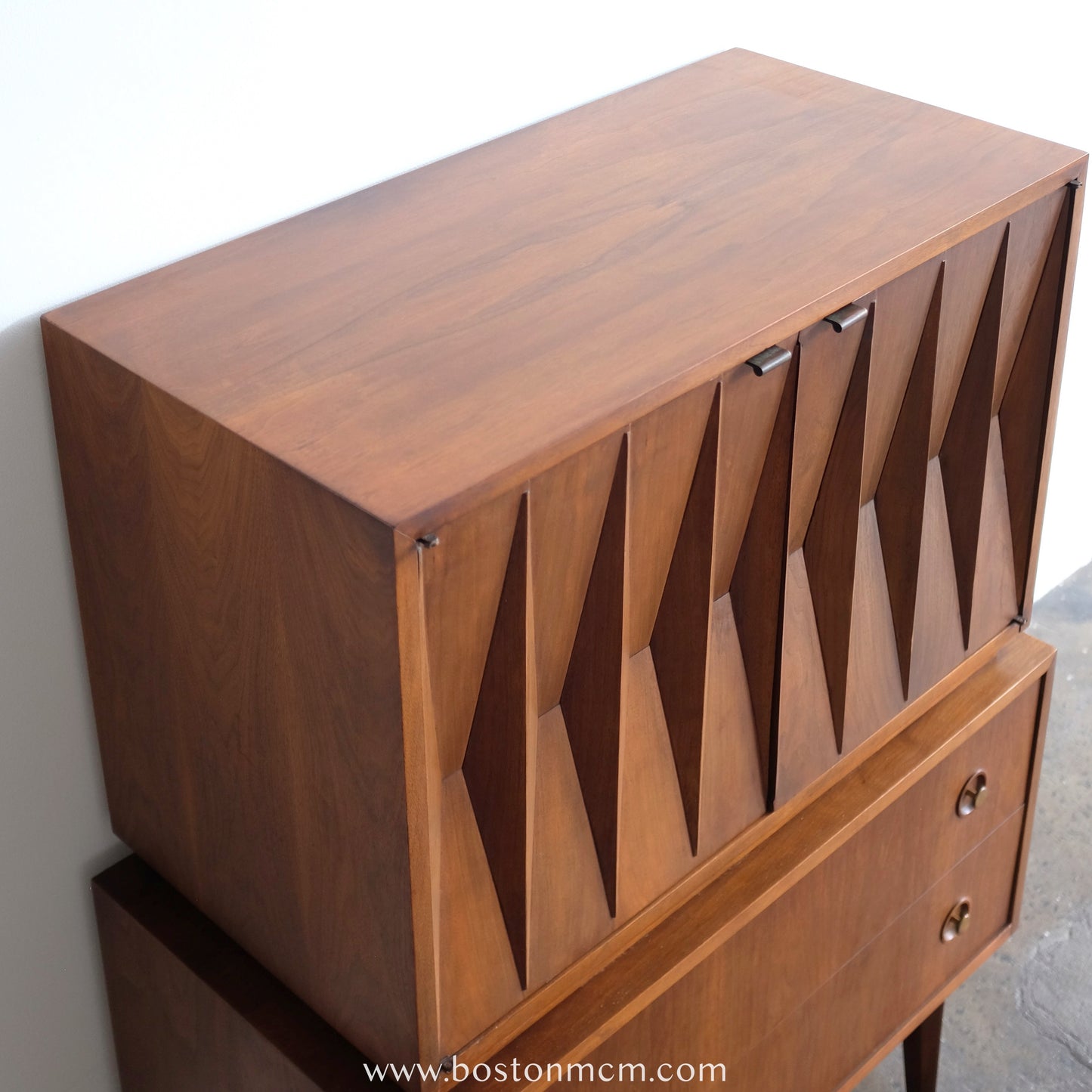 American of Martinsville "Harlequin" Walnut Tall Dresser / Gentleman's Chest