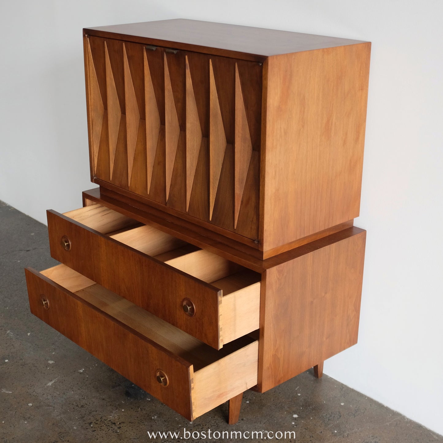 American of Martinsville "Harlequin" Walnut Tall Dresser / Gentleman's Chest