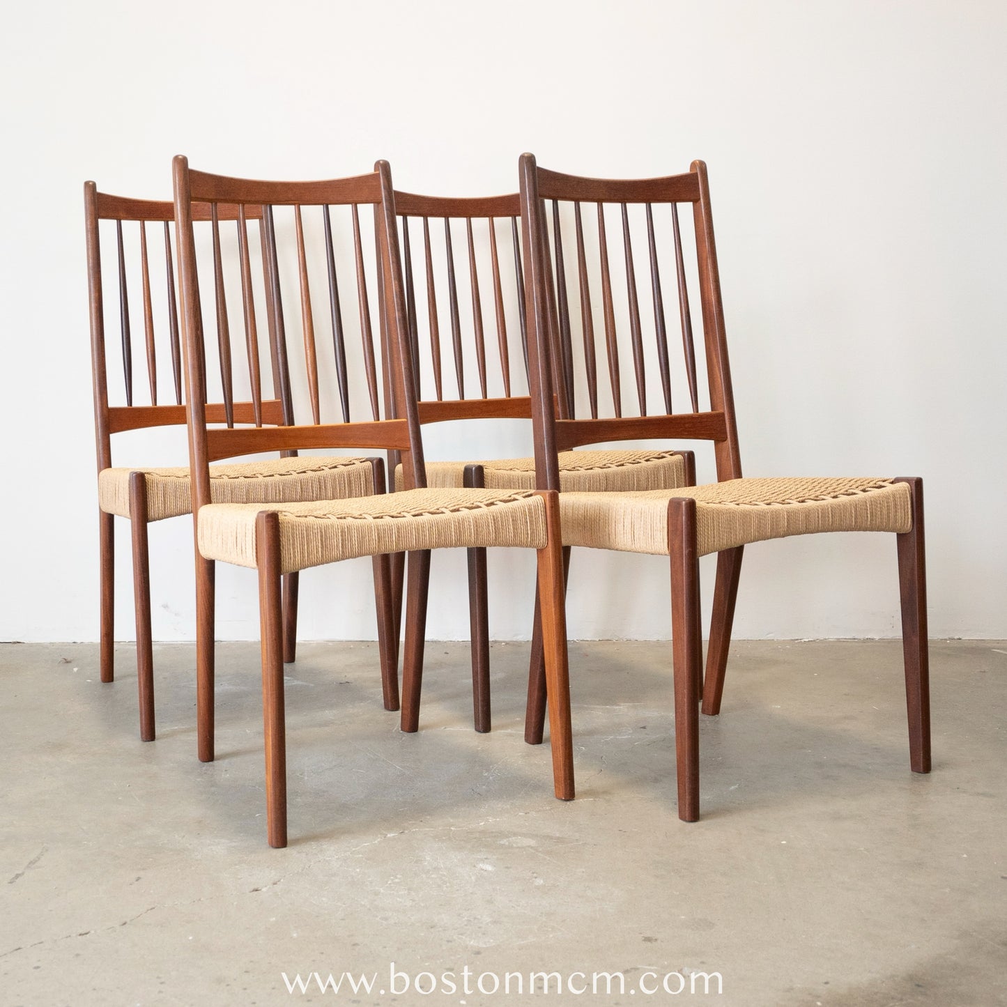 Mogens Kold Set of 4 Danish Teak Dining Chairs with Newly Woven Danish Cord Seats - #A50