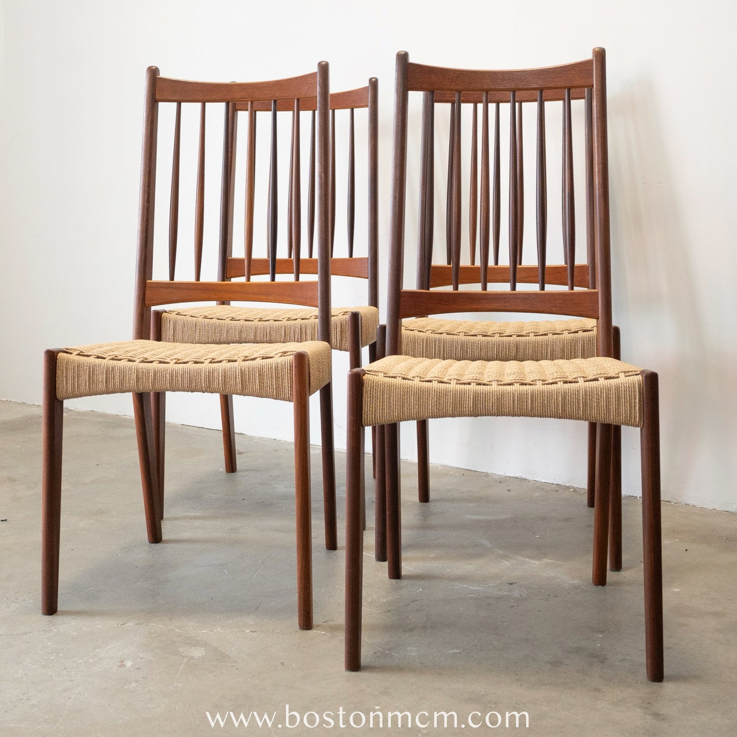 Mogens Kold Set of 4 Danish Teak Dining Chairs with Newly Woven Danish Cord Seats - #A50