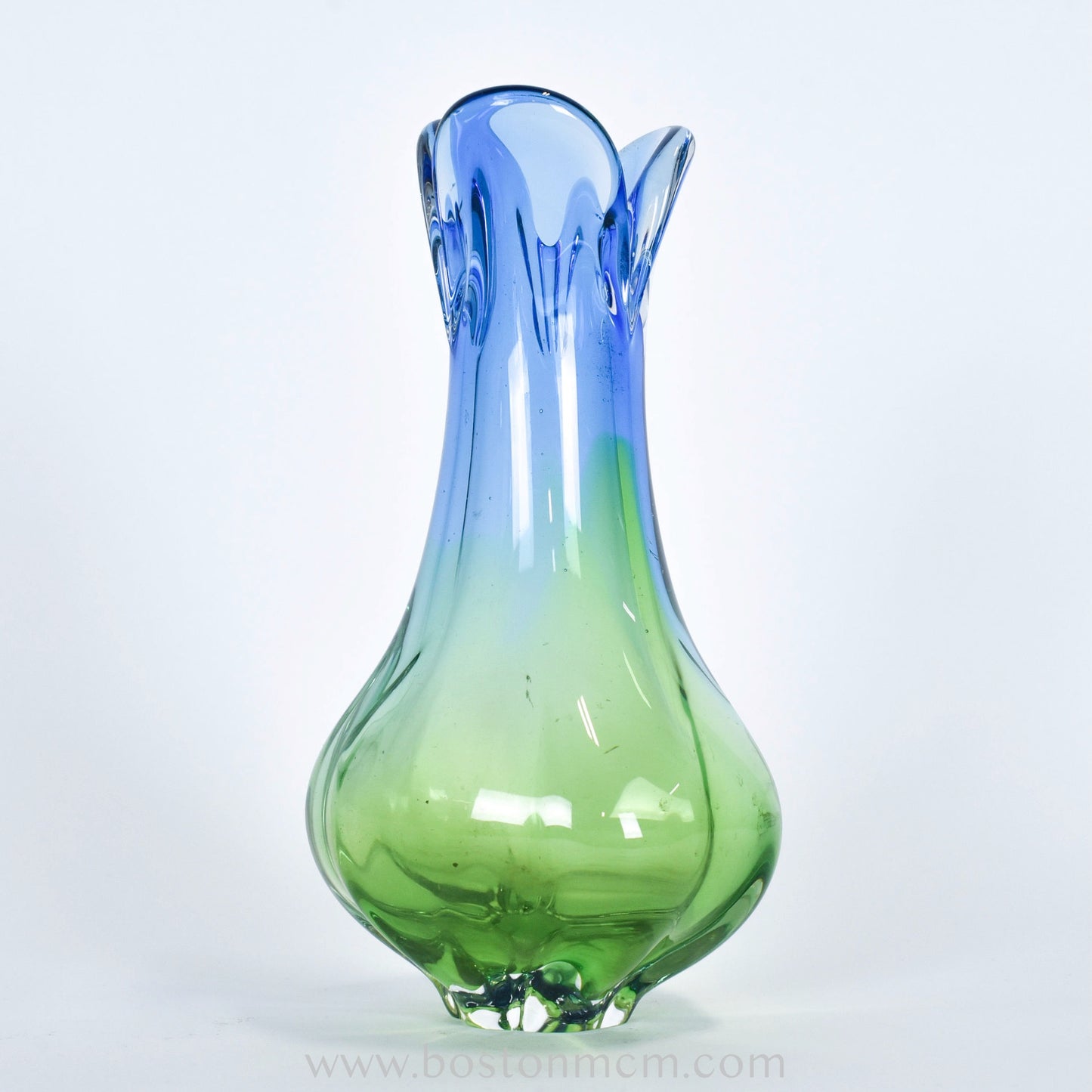 Art Glass Blue-Green Vase by Chribska Glassworks #2