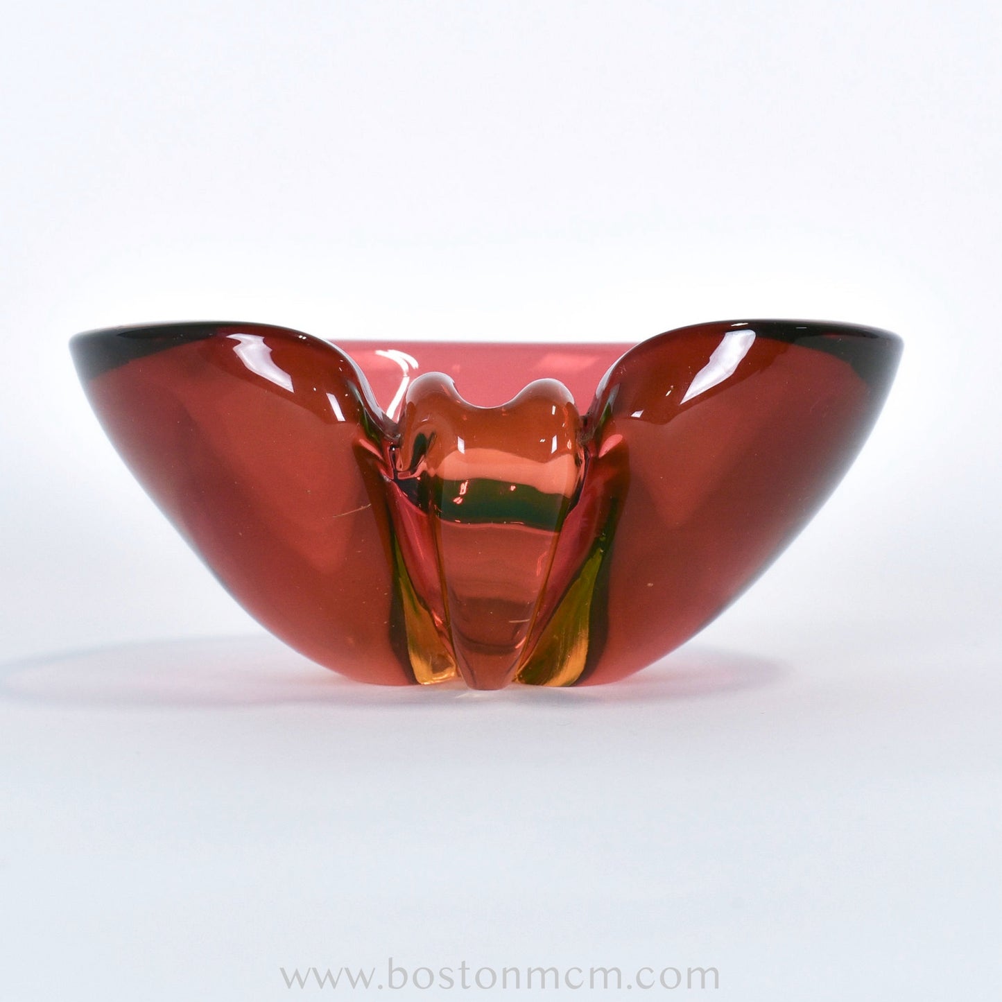Italian Murano Red-Green Uranium Art Glass Bowl