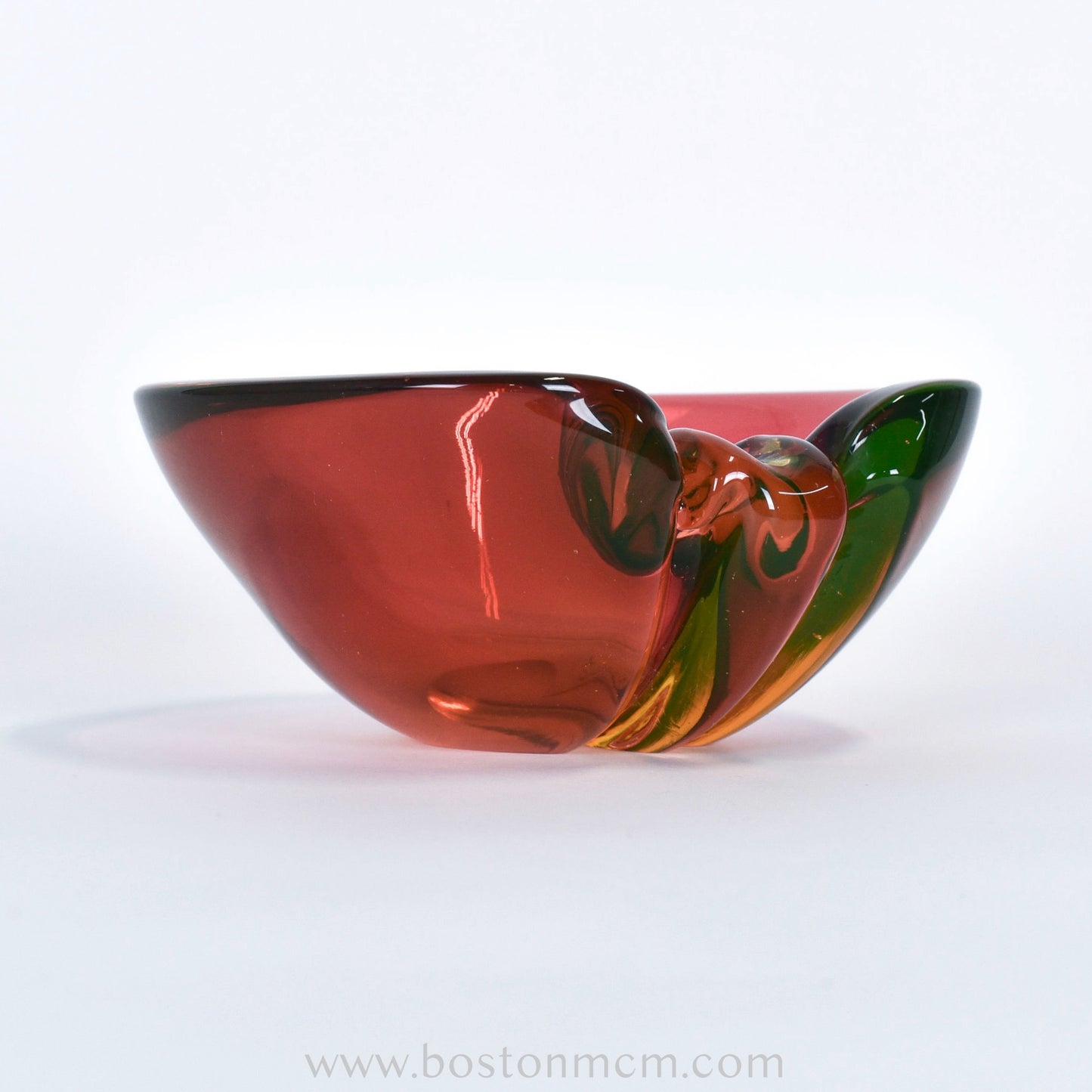 Italian Murano Red-Green Uranium Art Glass Bowl