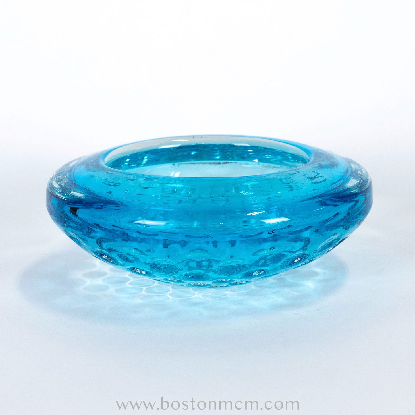 Italian Murano Art Glass Blue Bullicante Round Bowl - #56