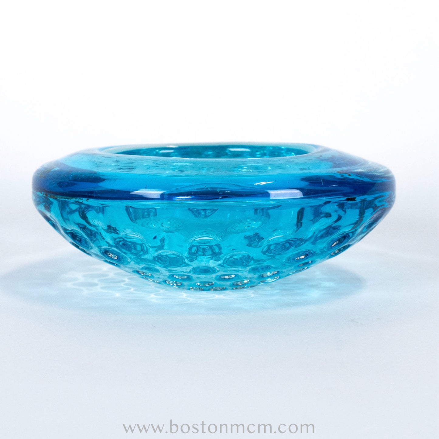 Italian Murano Art Glass Blue Bullicante Round Bowl - #56