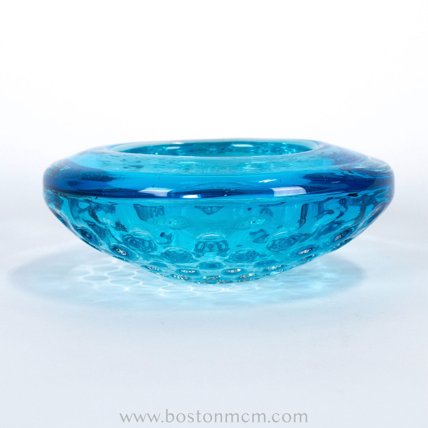 Italian Murano Art Glass Blue Bullicante Round Bowl - #56