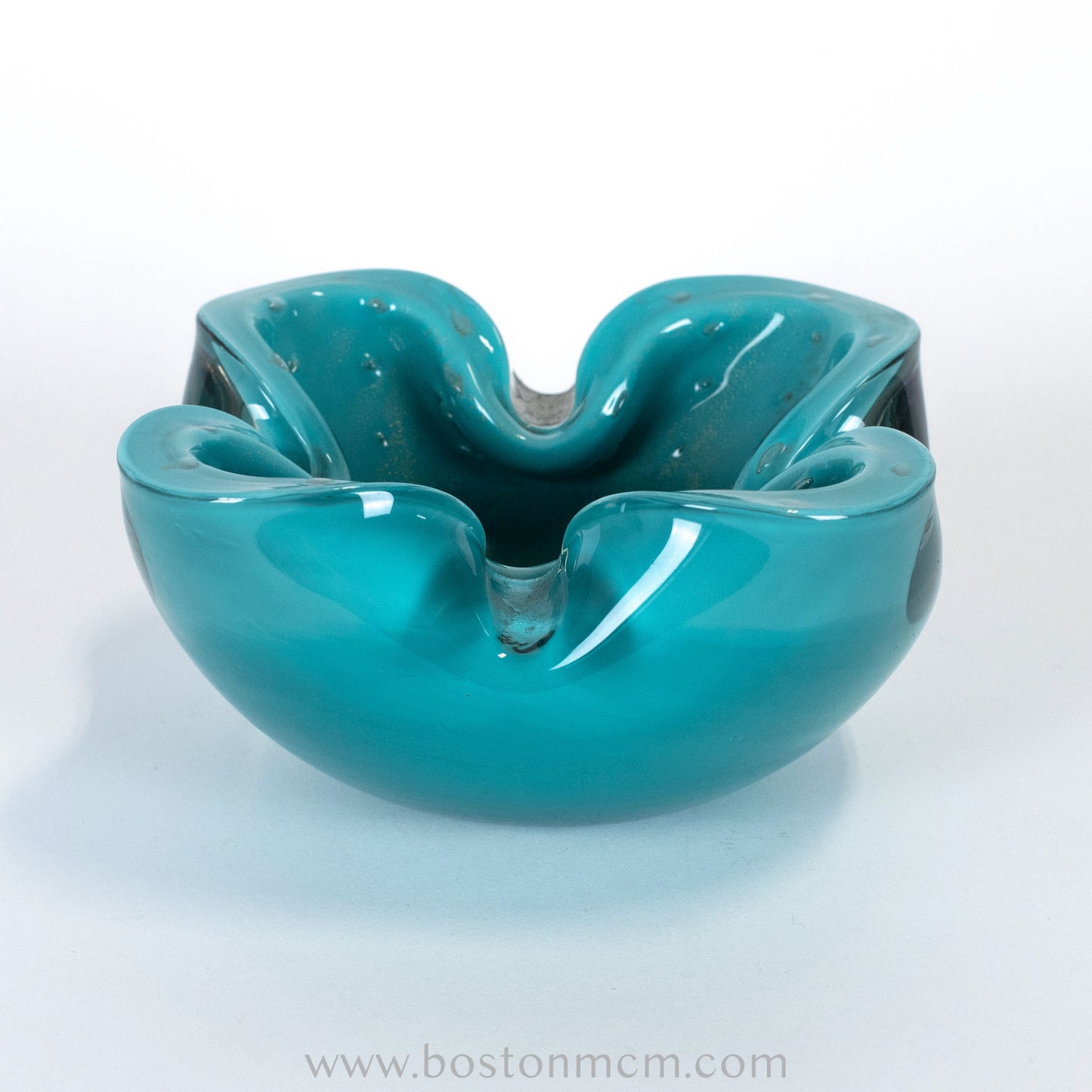 Italian Murano Art Glass Blue / Teal Bowl, by Alfredo Barbini Bollinato