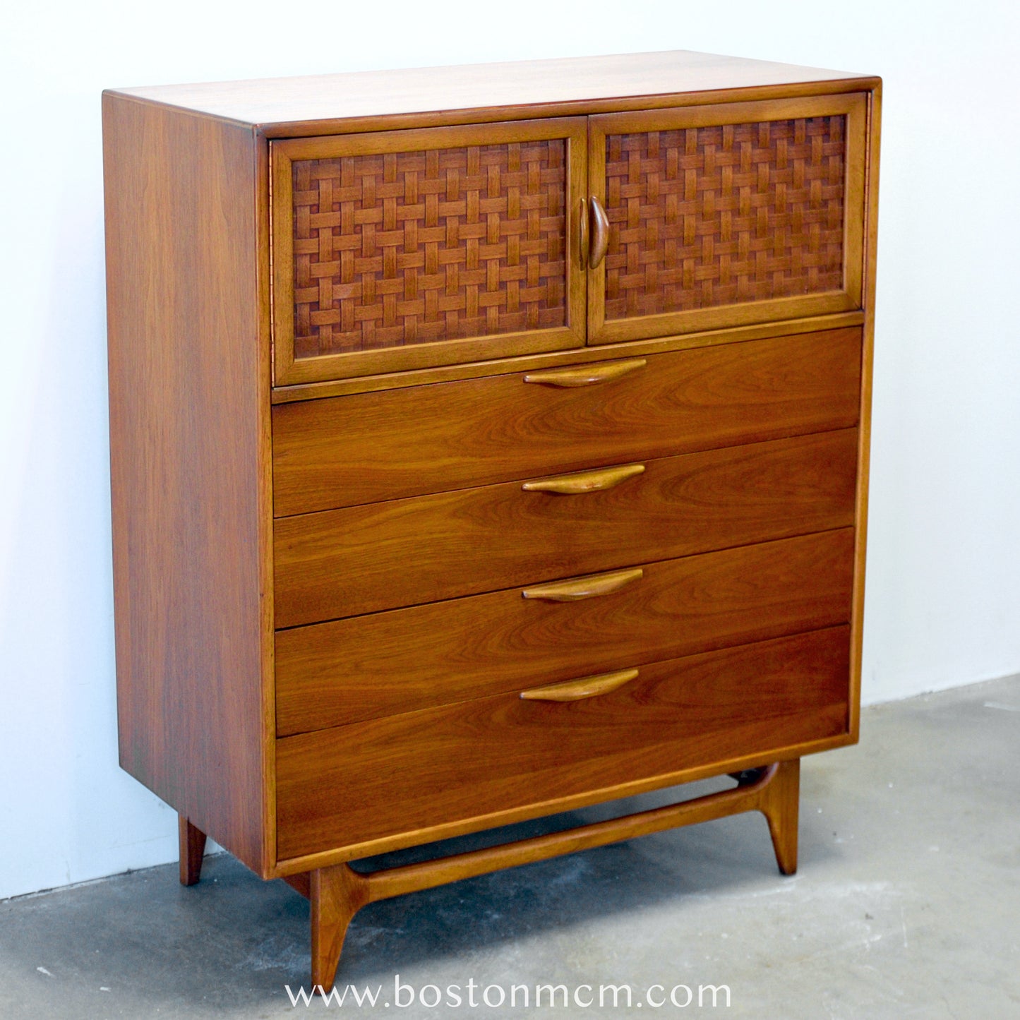 Lane "Perception" Walnut Tall Dresser / Chest - #A1672 - Designed by Warren C. Church