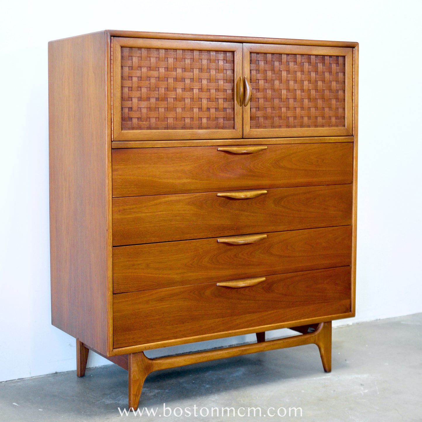 Lane "Perception" Walnut Tall Dresser / Chest - #A1672 - Designed by Warren C. Church