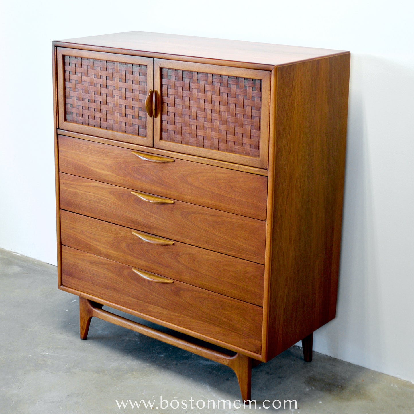 Lane "Perception" Walnut Tall Dresser / Chest - #A1672 - Designed by Warren C. Church