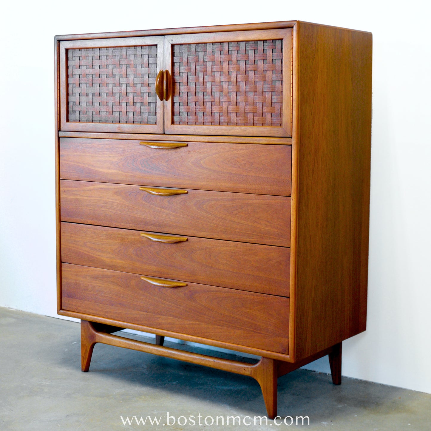 Lane "Perception" Walnut Tall Dresser / Chest - #A1672 - Designed by Warren C. Church