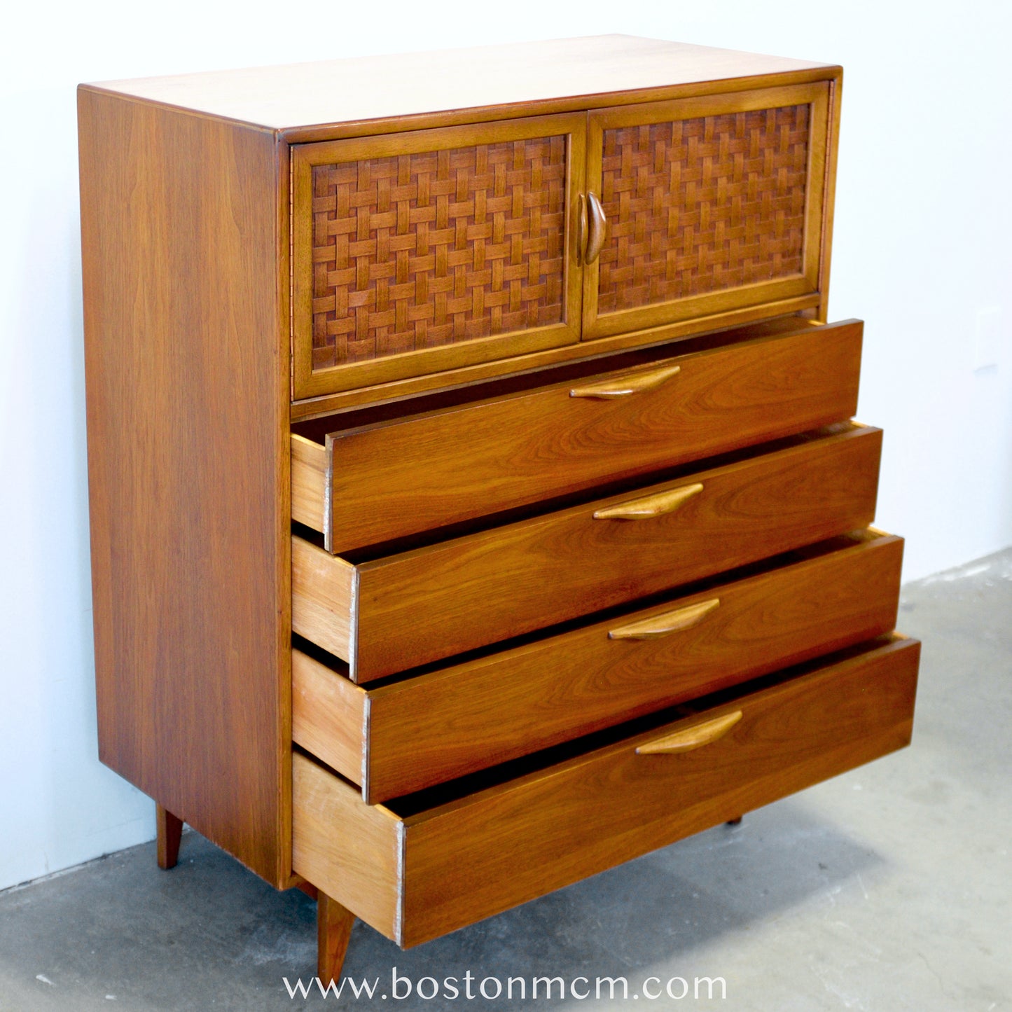 Lane "Perception" Walnut Tall Dresser / Chest - #A1672 - Designed by Warren C. Church