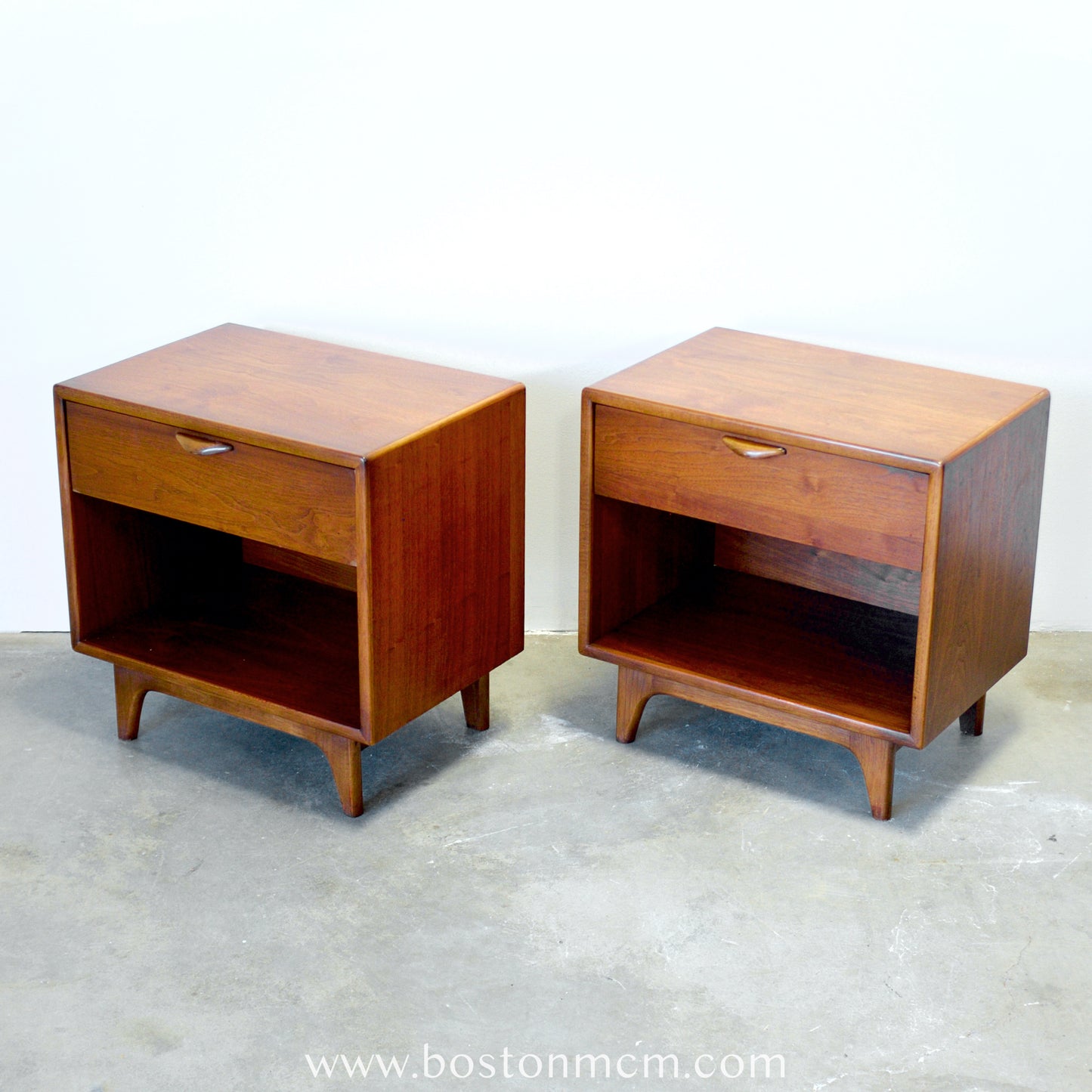 Lane "Perception" Walnut Pair of Nightstands - #A1673 - Designed by Warren C. Church