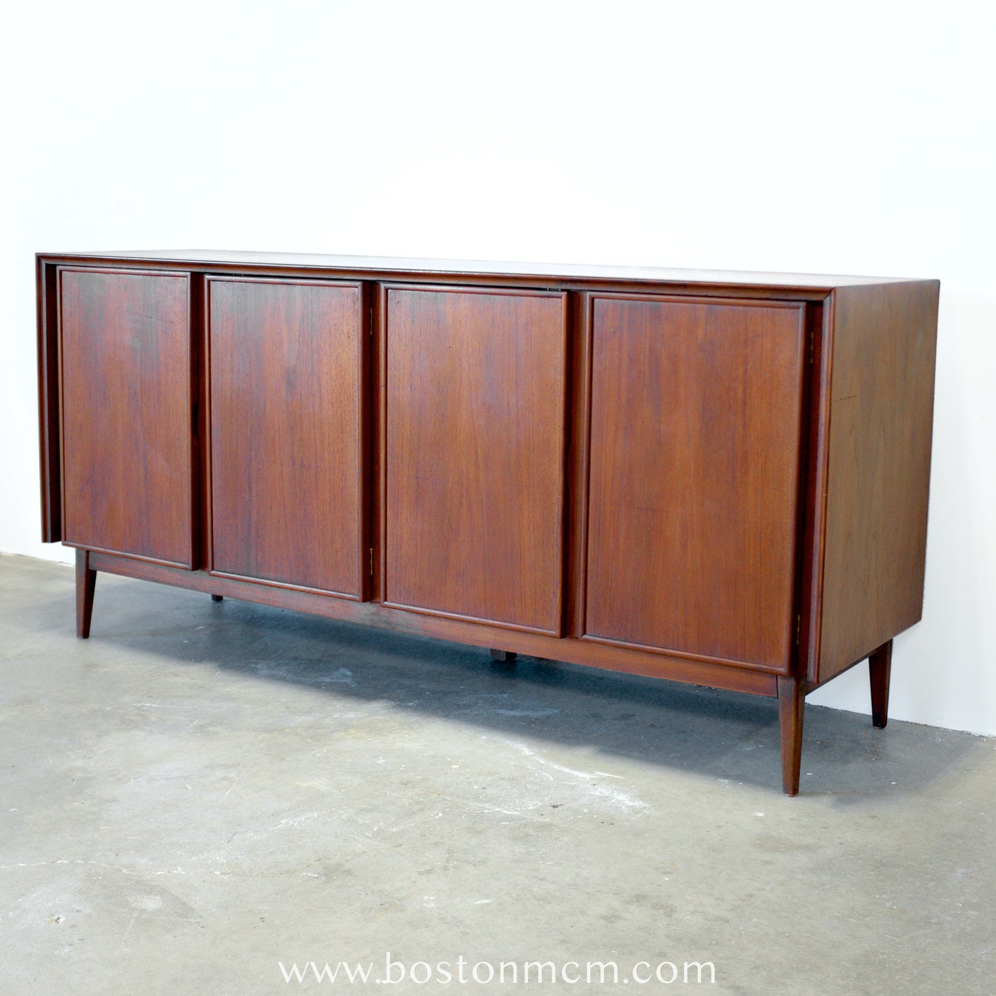 American of Martinsville "Dania II" Walnut Sideboard / Credenza - #A1663 - Designed by Merton Gershun