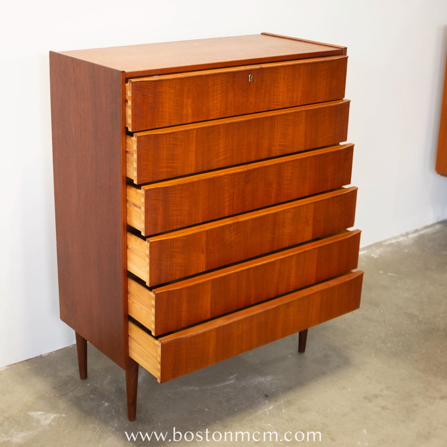 Danish Teak Six Drawer Dresser - #A1519