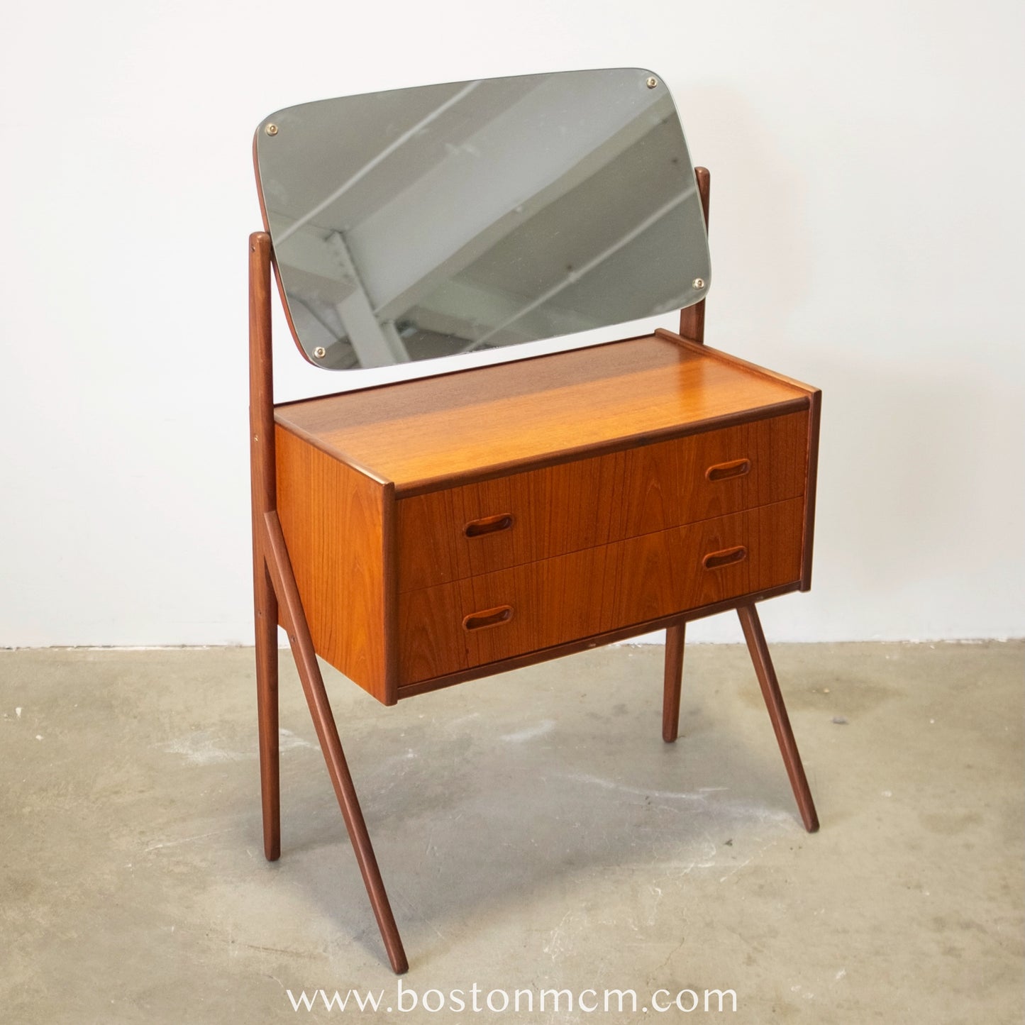 Danish Teak Vanity / Dressing Table with Adjustable Mirror #A1499