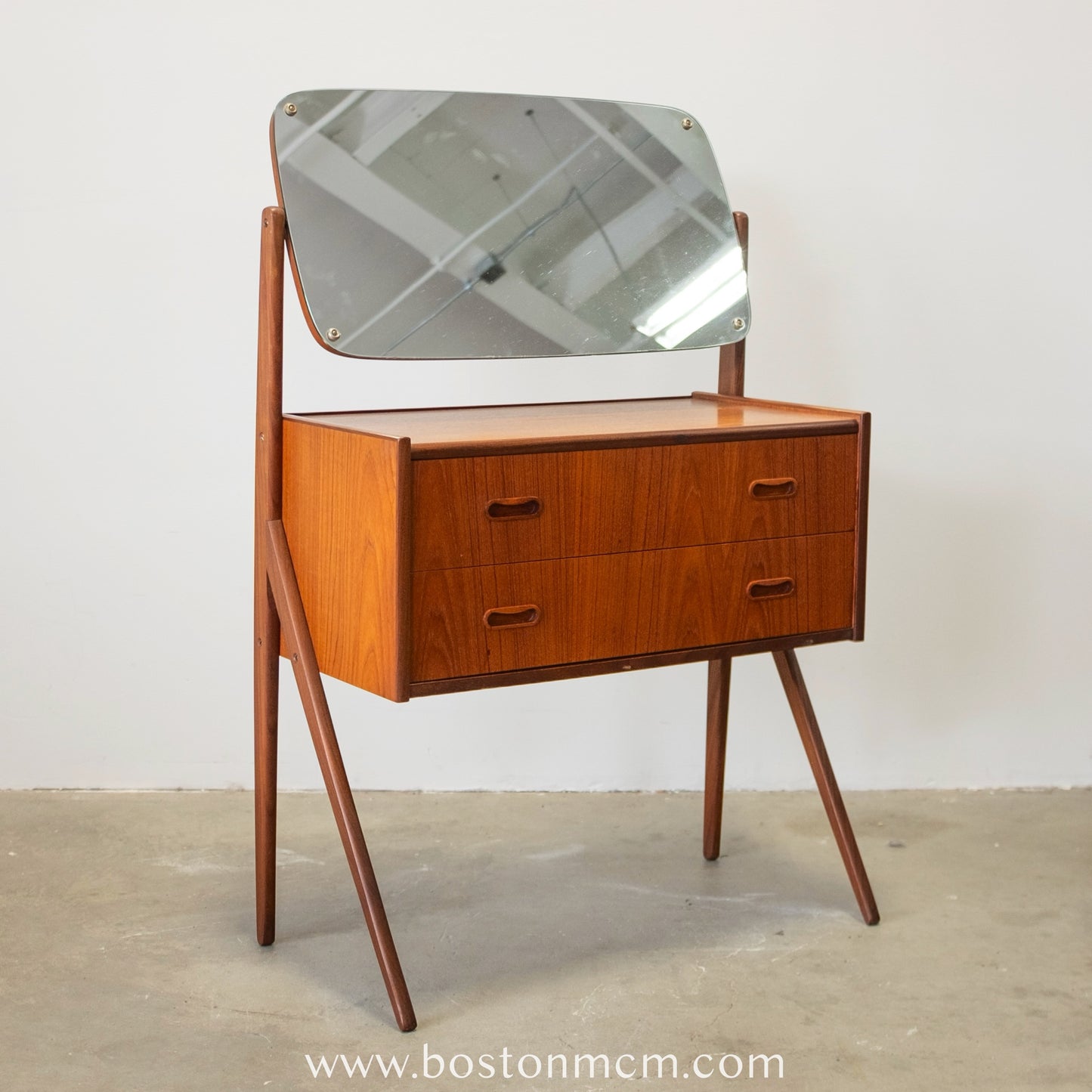 Danish Teak Vanity / Dressing Table with Adjustable Mirror #A1499
