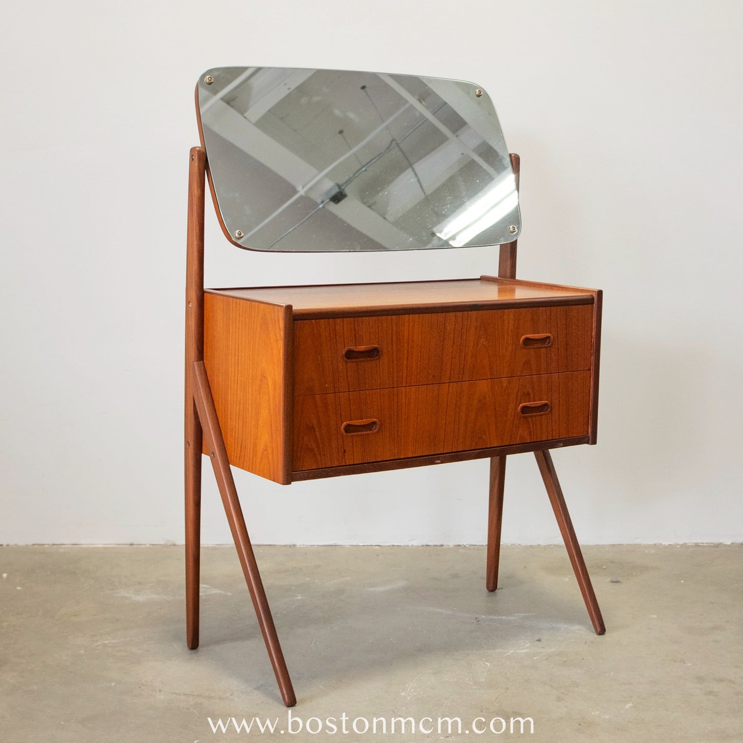 Danish Teak Vanity / Dressing Table with Adjustable Mirror #A1499