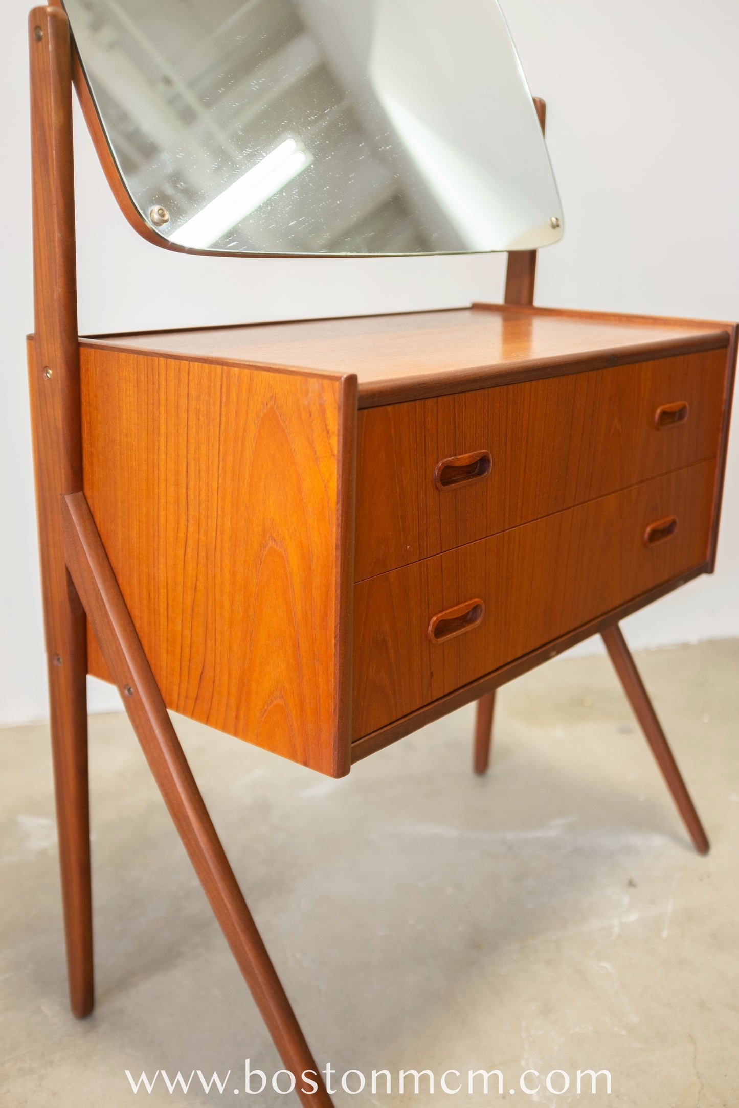 Danish Teak Vanity / Dressing Table with Adjustable Mirror #A1499