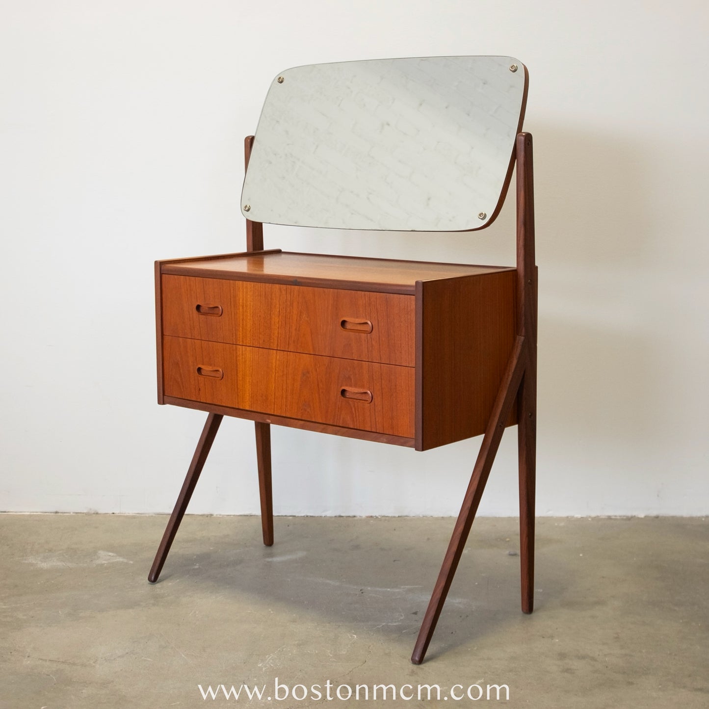 Danish Teak Vanity / Dressing Table with Adjustable Mirror #A1499