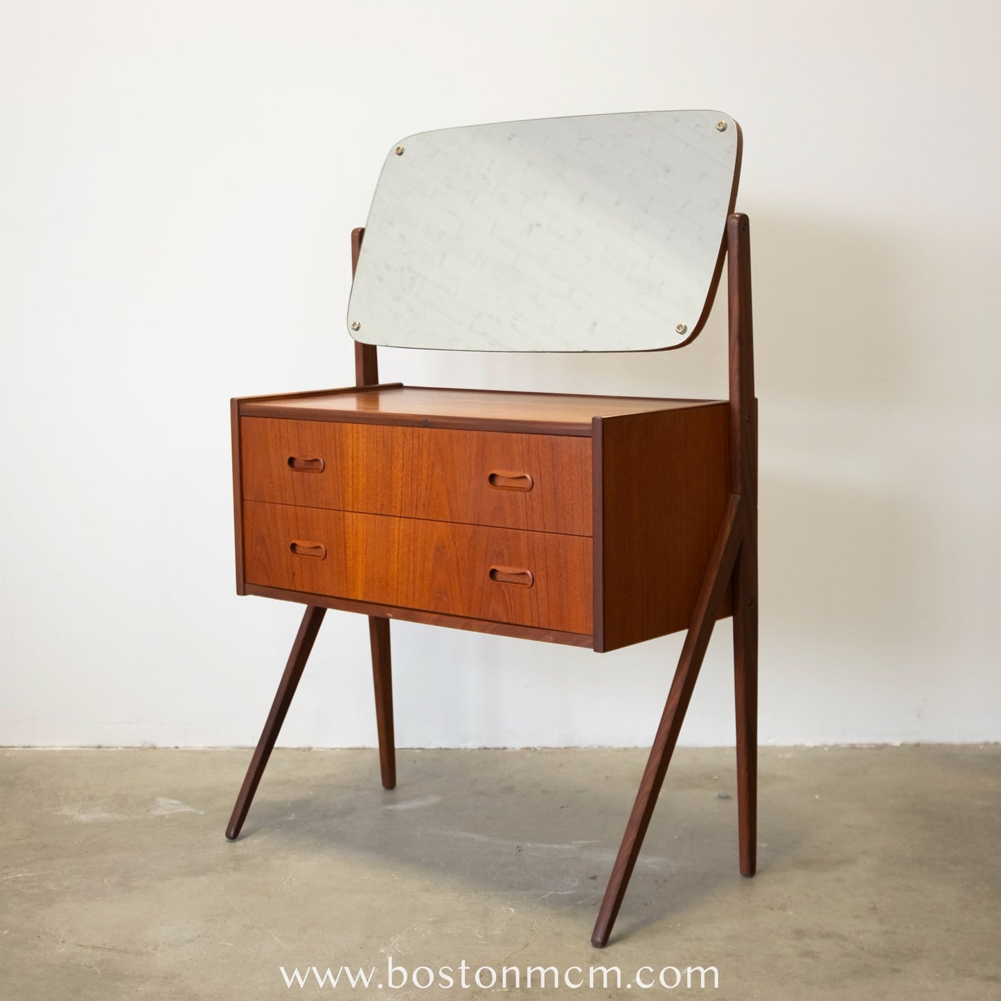 Danish Teak Vanity / Dressing Table with Adjustable Mirror #A1499
