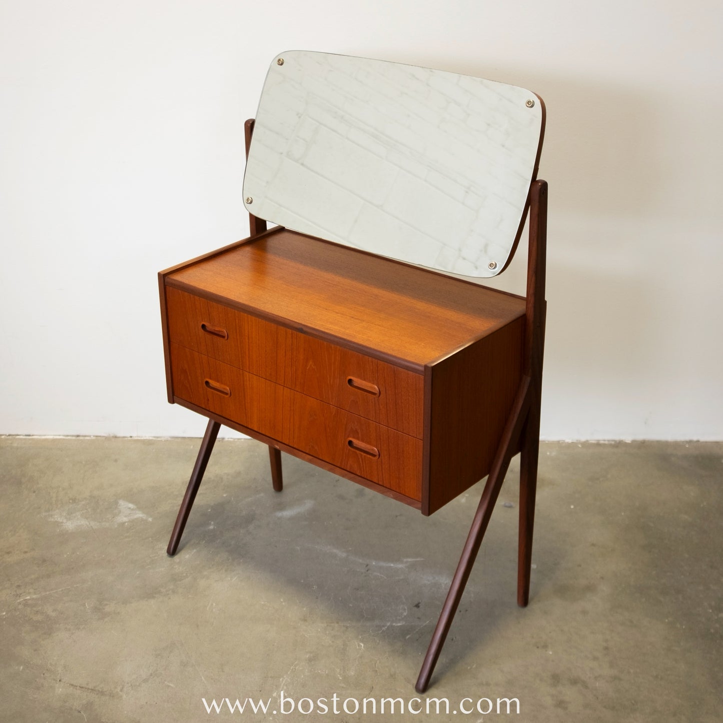 Danish Teak Vanity / Dressing Table with Adjustable Mirror #A1499