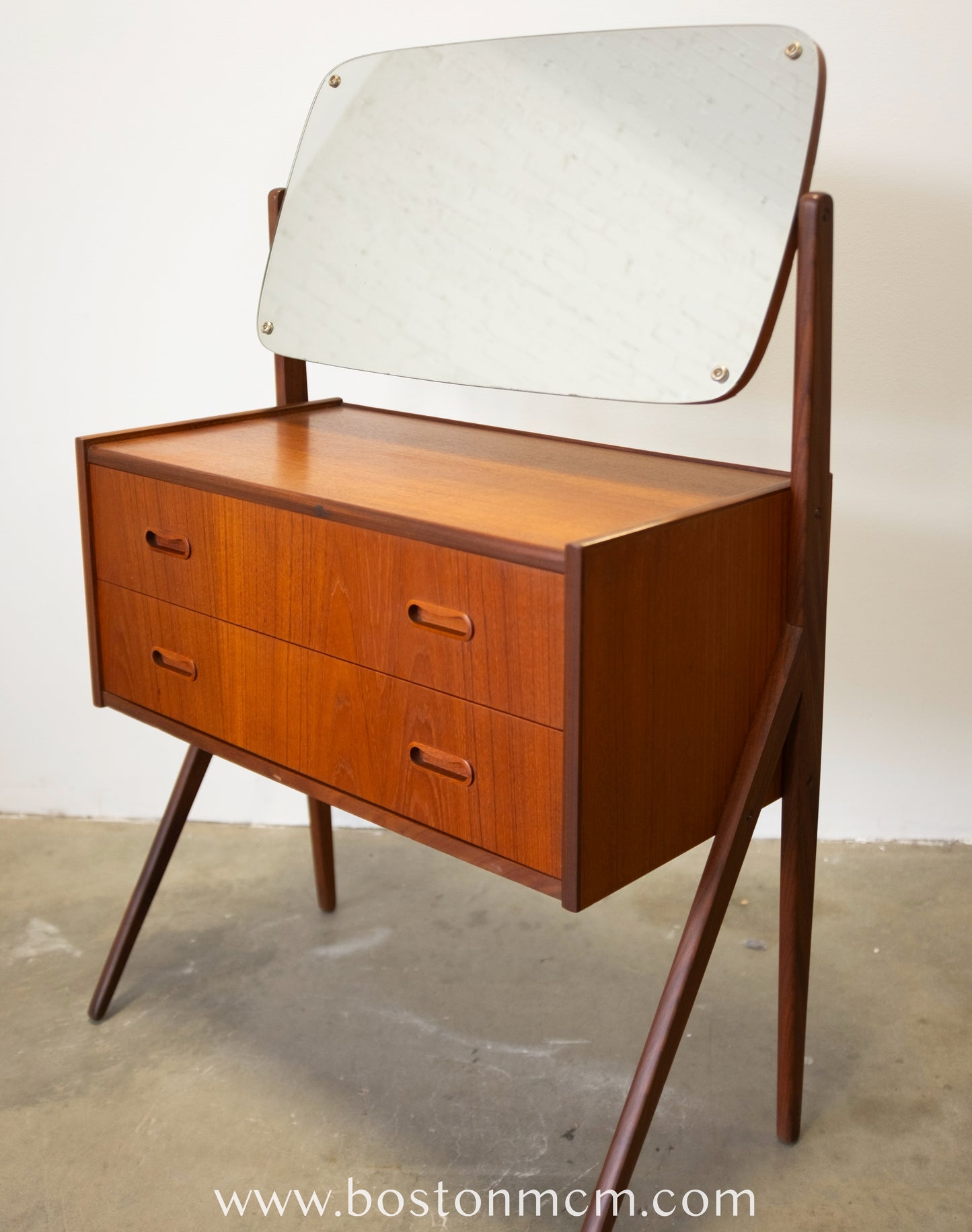 Danish Teak Vanity / Dressing Table with Adjustable Mirror #A1499