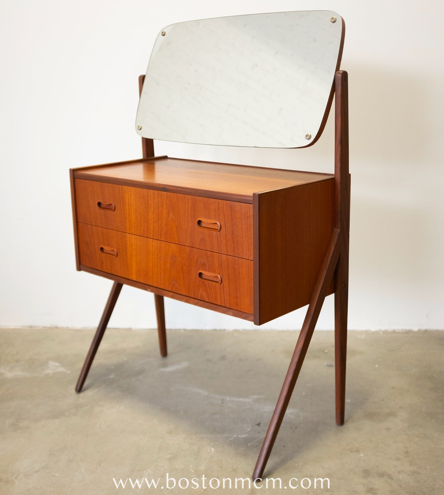 Danish Teak Vanity / Dressing Table with Adjustable Mirror #A1499