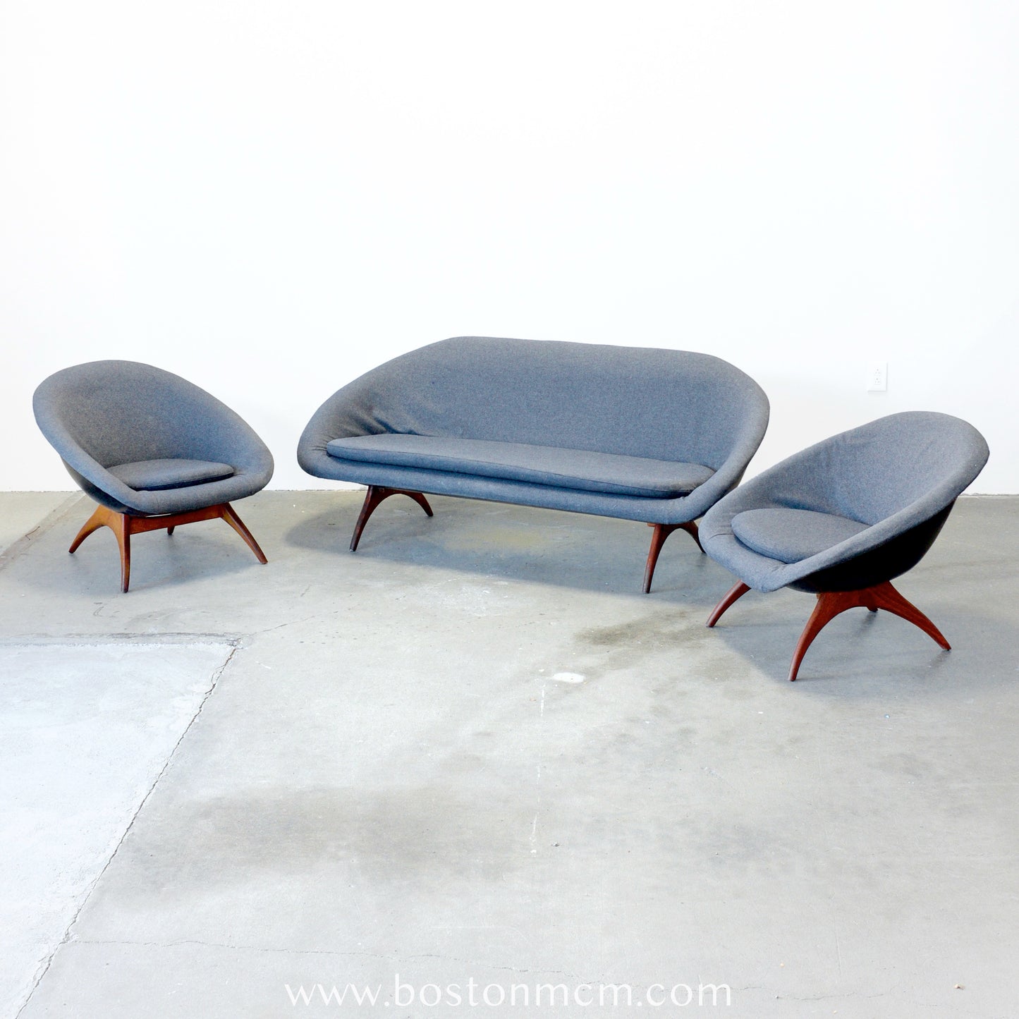 "Angelina" Sofa and Pair of Lounge Chairs by Lurashell - #A1522 - Designed by Walter S. Chereny