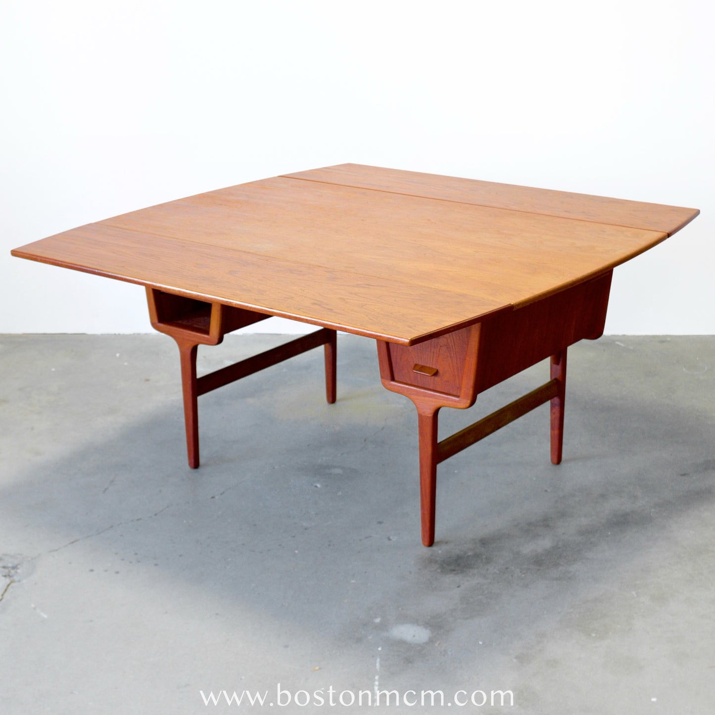 Munch Møbler Teak Desk with Draw Leaves - #A1506 - Designed by Carl Aage Skov