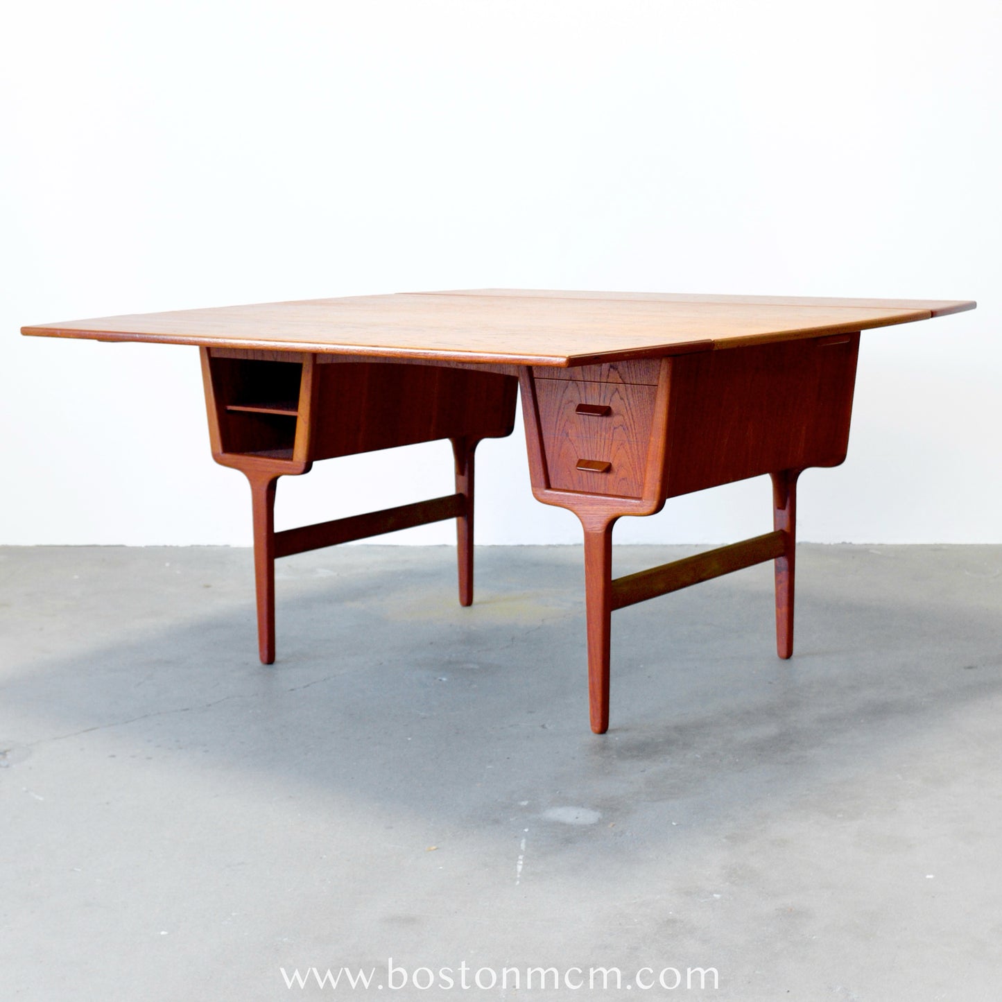 Munch Møbler Teak Desk with Draw Leaves - #A1506 - Designed by Carl Aage Skov