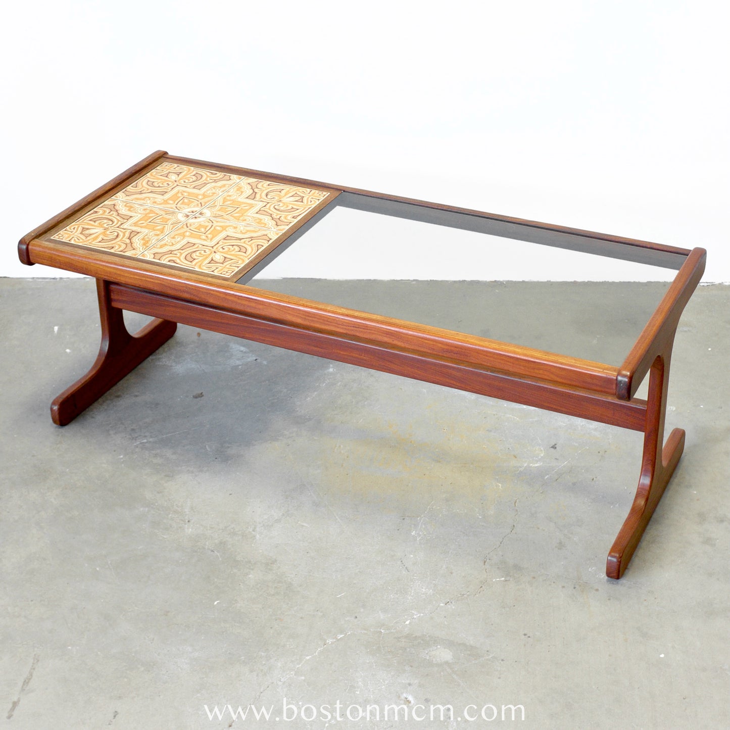 G-Plan Ceramic & Glass Top Teak Coffee Table - #B26