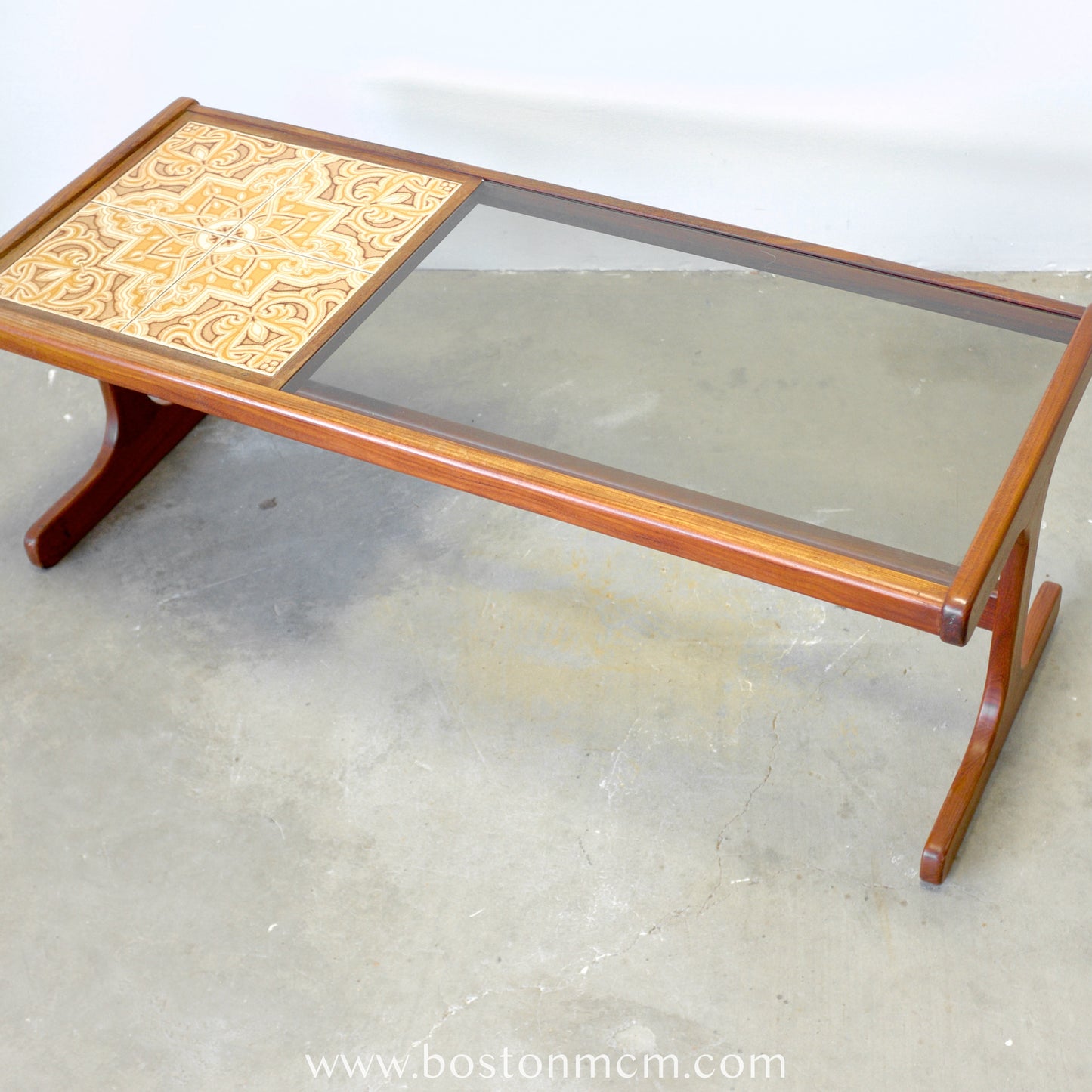 G-Plan Ceramic & Glass Top Teak Coffee Table - #B26