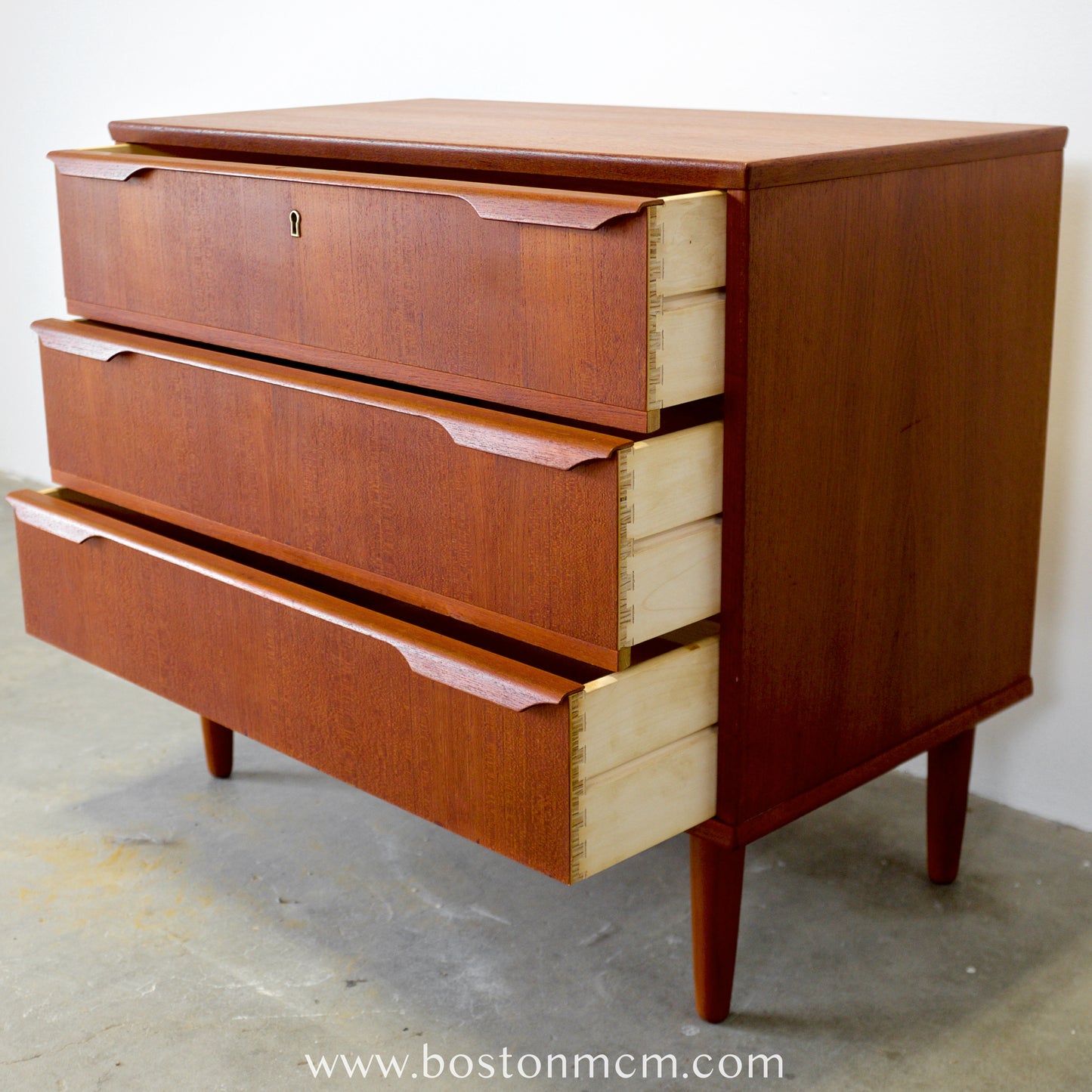 Danish Teak 3 Drawer Dresser / Chest of Drawers - #A1787
