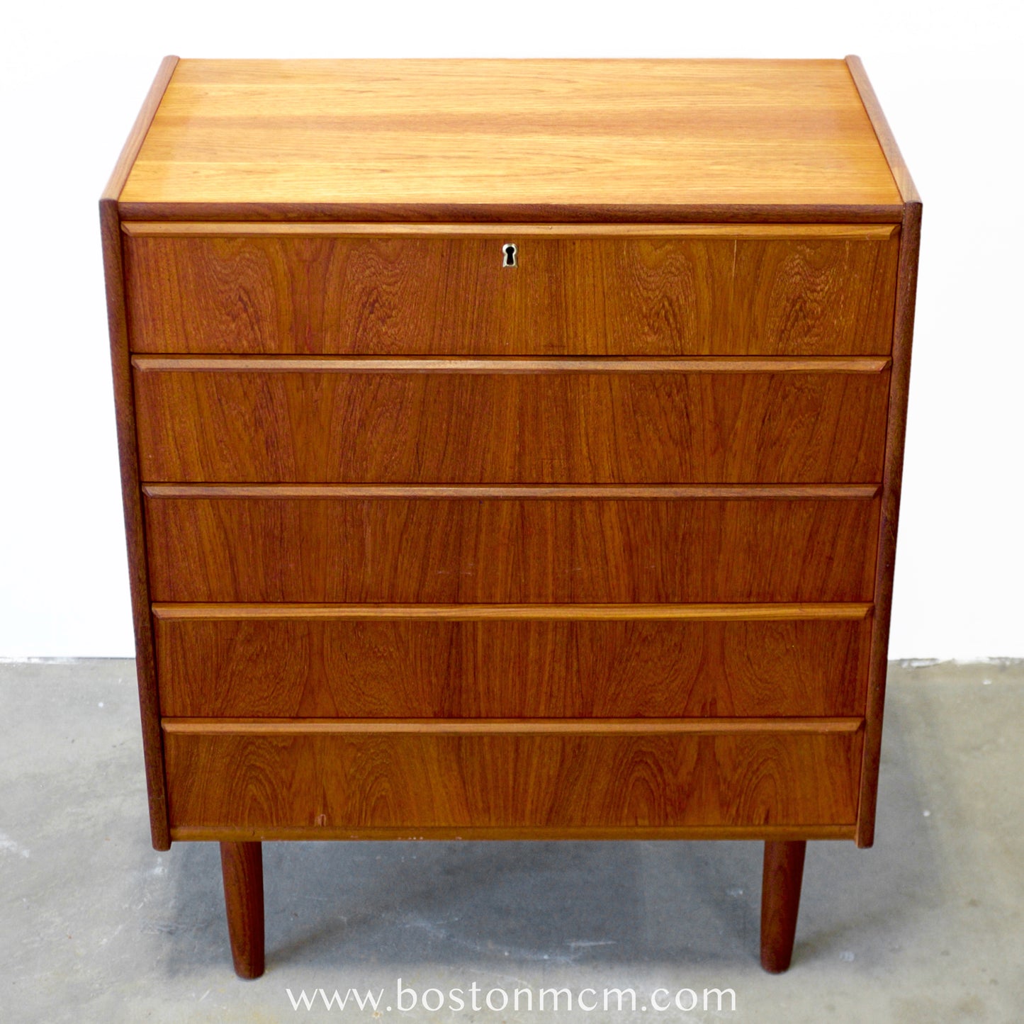 Danish Teak Five Drawer Dresser - #A1812