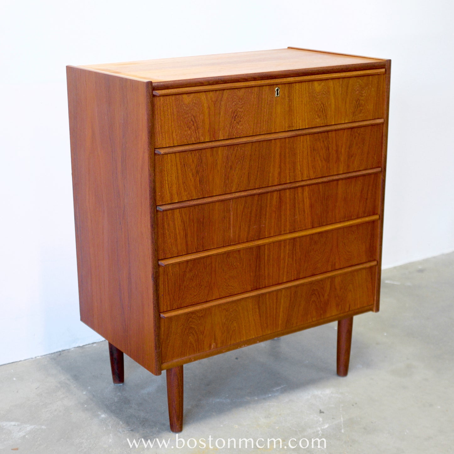Danish Teak Five Drawer Dresser - #A1812