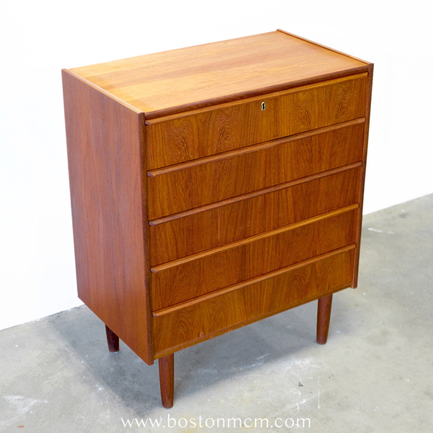 Danish Teak Five Drawer Dresser - #A1812