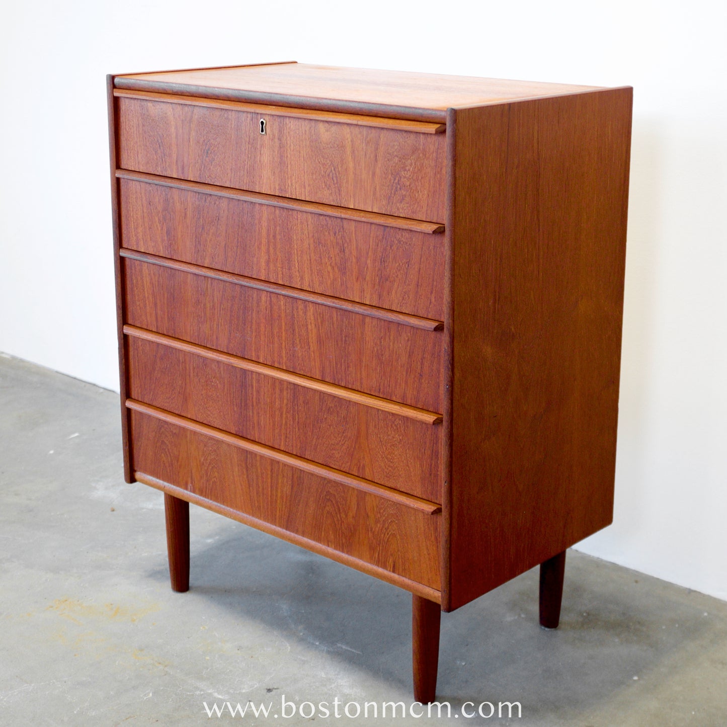 Danish Teak Five Drawer Dresser - #A1812