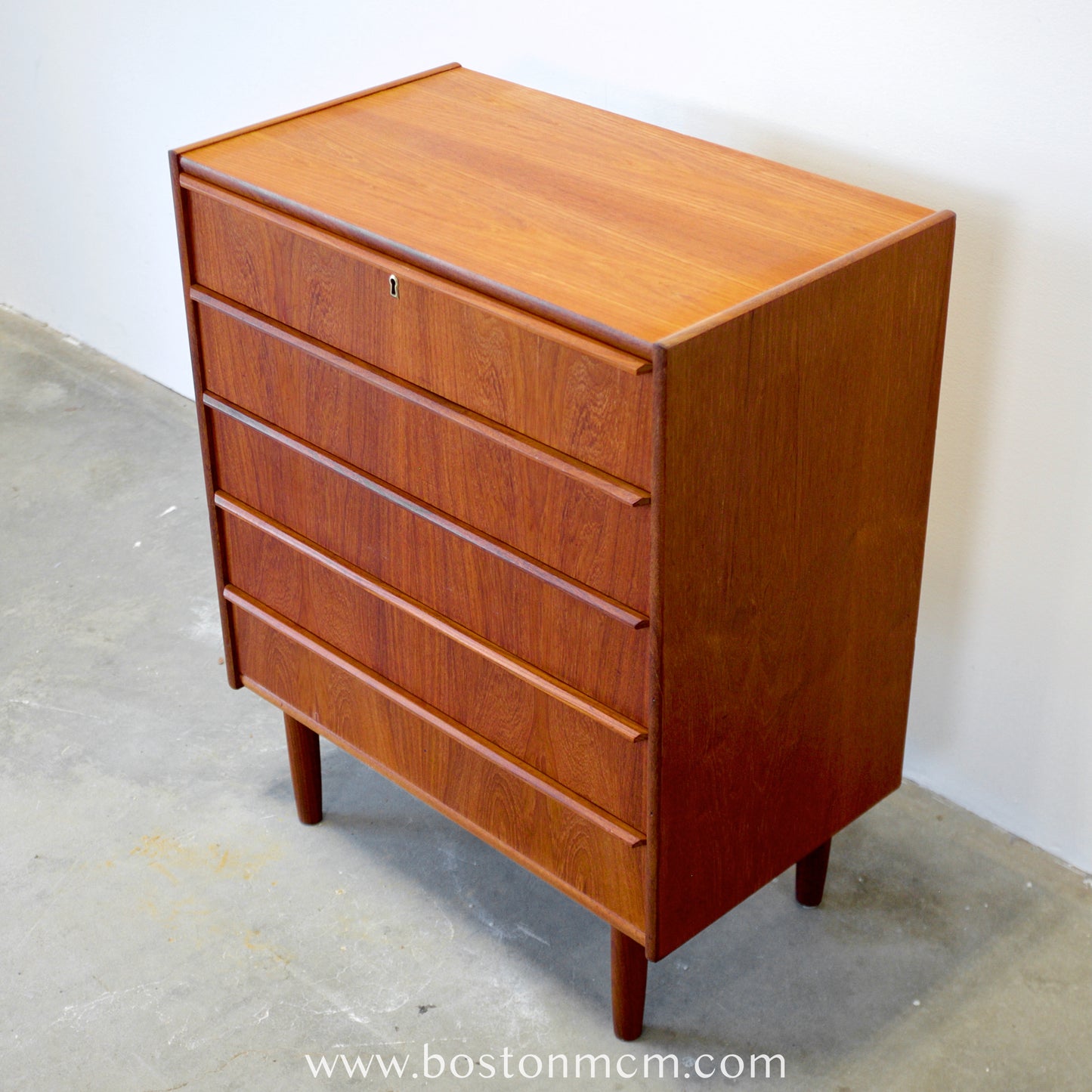 Danish Teak Five Drawer Dresser - #A1812