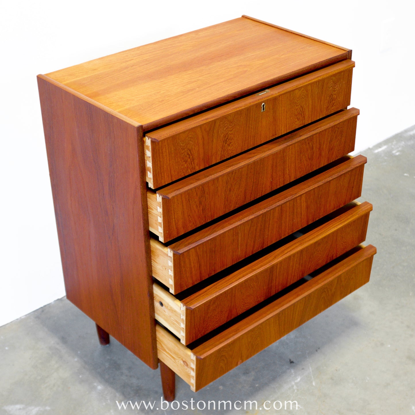 Danish Teak Five Drawer Dresser - #A1812