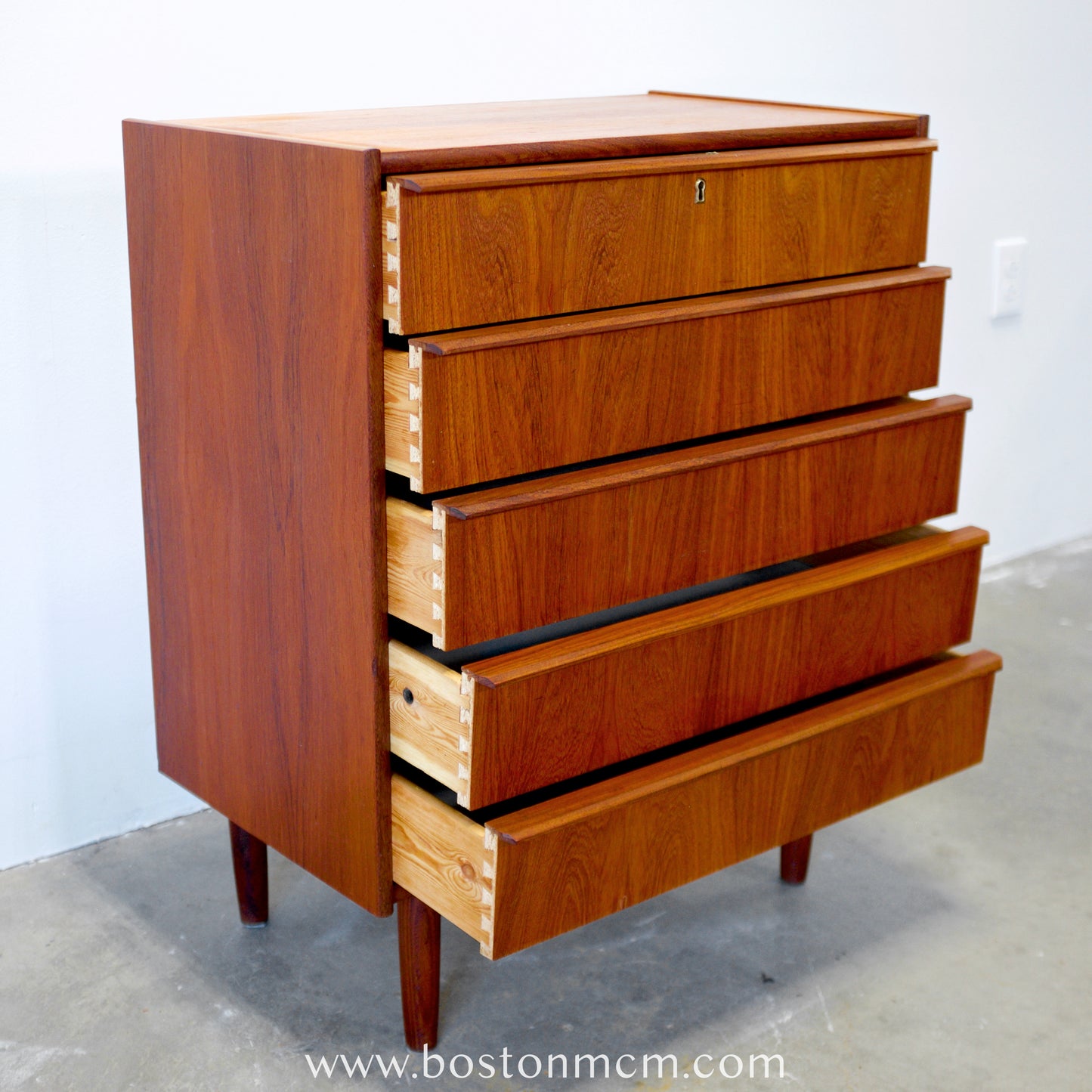 Danish Teak Five Drawer Dresser - #A1812