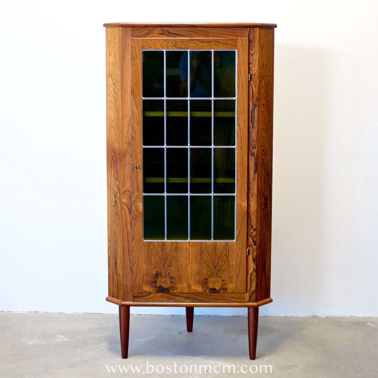 Valentinsen Møbelfabrik Rosewood Corner Cabinet with Stained Glass Door - #A1797
