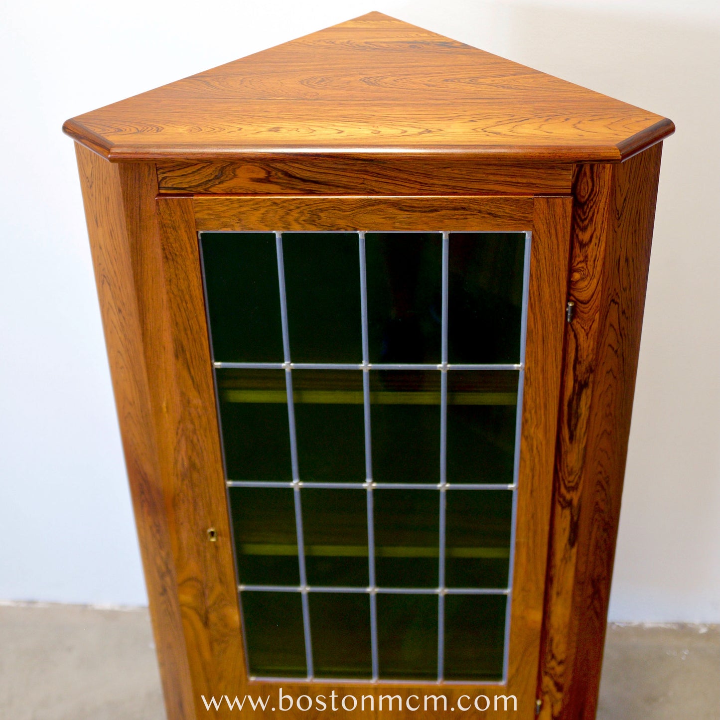 Valentinsen Møbelfabrik Rosewood Corner Cabinet with Stained Glass Door - #A1797