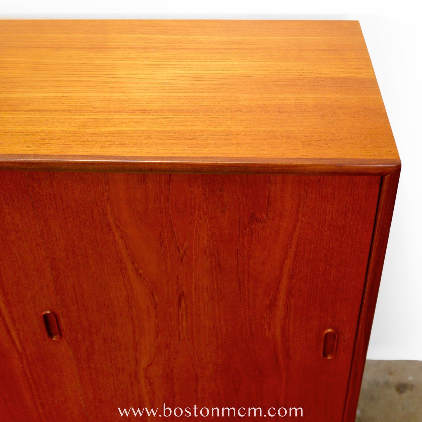 Danish Teak Tall Sideboard / Highboard with 3 Sliding Doors - #A1792