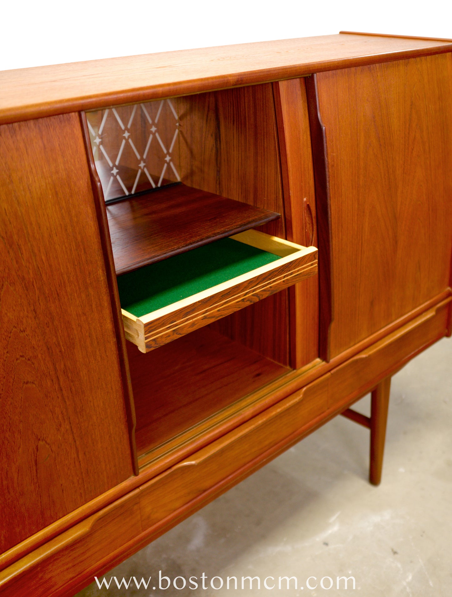 Danish Teak Tall Sideboard / Highboard with Curved Bow Front - #A1795