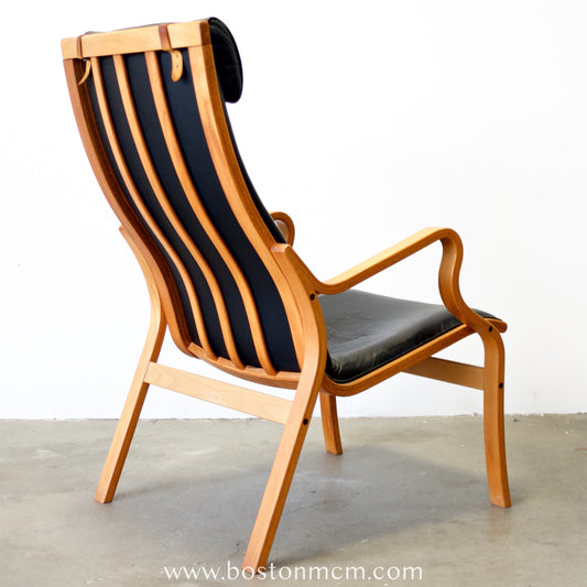 Skovby Møbelfabrik "Bern" Bentwood Beech Armchair with Leather Upholstery - #A2195