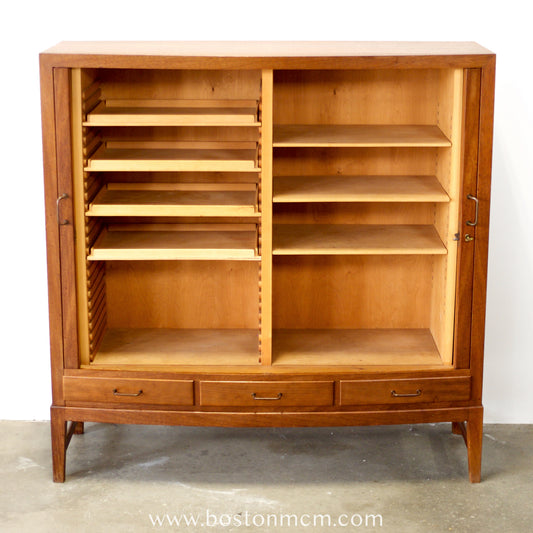 Danish Teak Tambour Door Cabinet / Storage Piece - #A2229