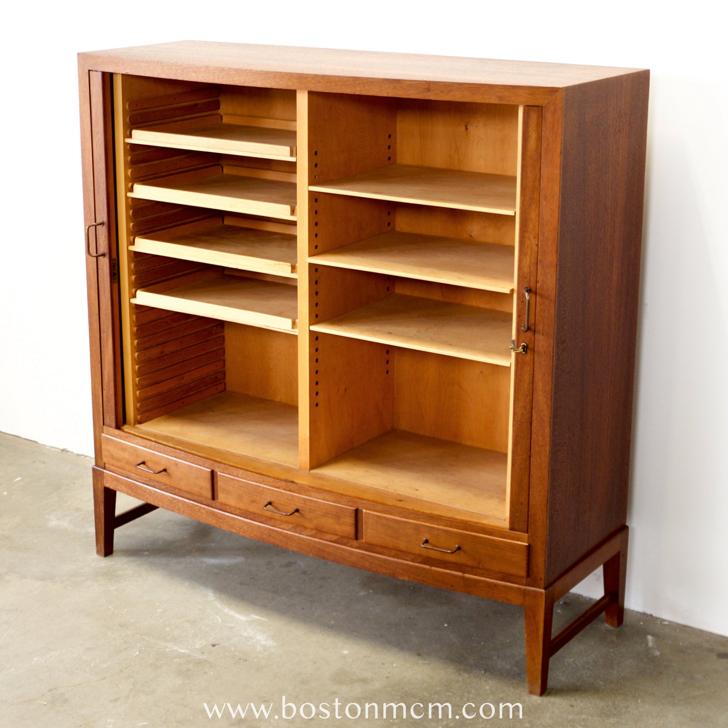 Danish Teak Tambour Door Cabinet / Storage Piece - #A2229