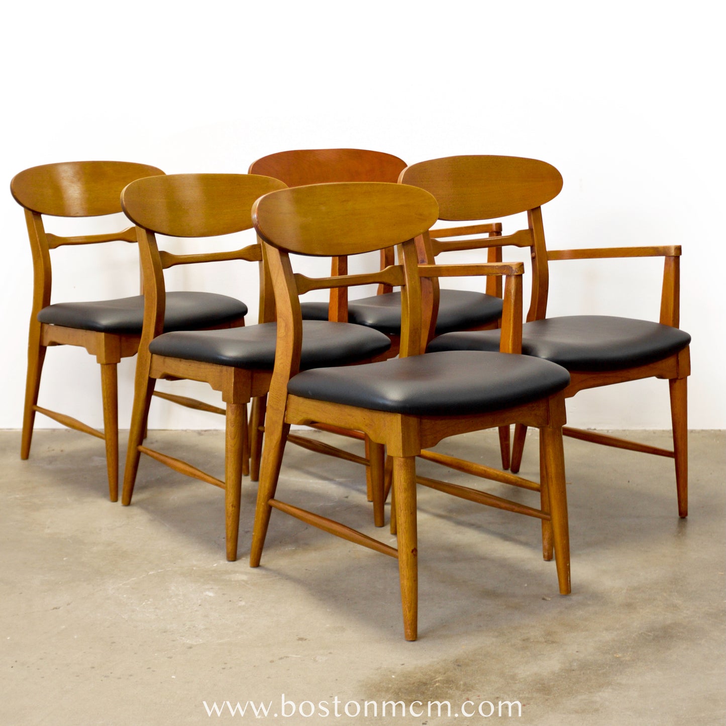 Lane “Copenhagen” Set of 5 Walnut Dining Chairs - #A1833